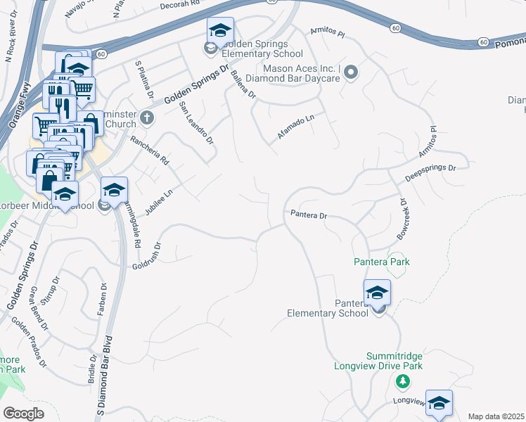 map of restaurants, bars, coffee shops, grocery stores, and more near 683 Radbury Place in Diamond Bar