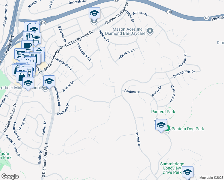 map of restaurants, bars, coffee shops, grocery stores, and more near 683 Radbury Place in Diamond Bar