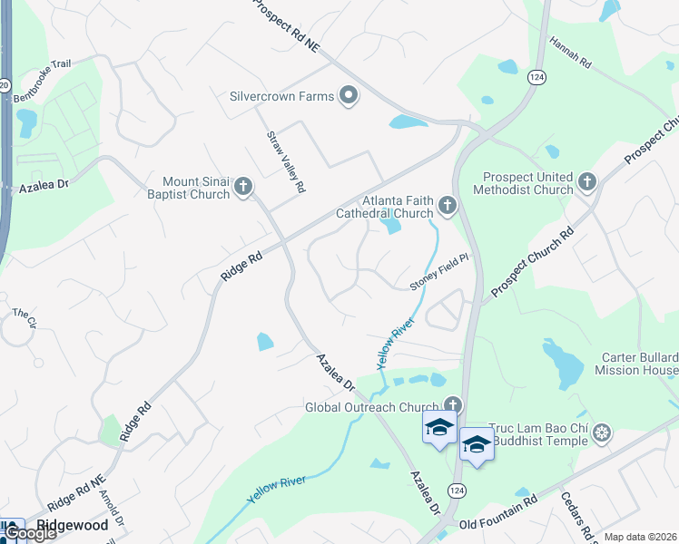 map of restaurants, bars, coffee shops, grocery stores, and more near 1265 Stoney Field Place in Lawrenceville