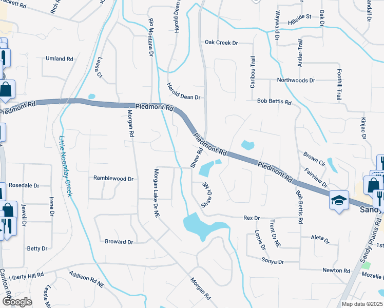 map of restaurants, bars, coffee shops, grocery stores, and more near 2683 Shaw Road in Marietta