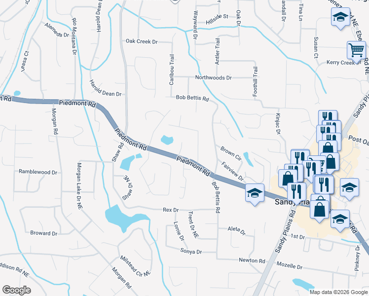 map of restaurants, bars, coffee shops, grocery stores, and more near 2718 Berry Court in Marietta