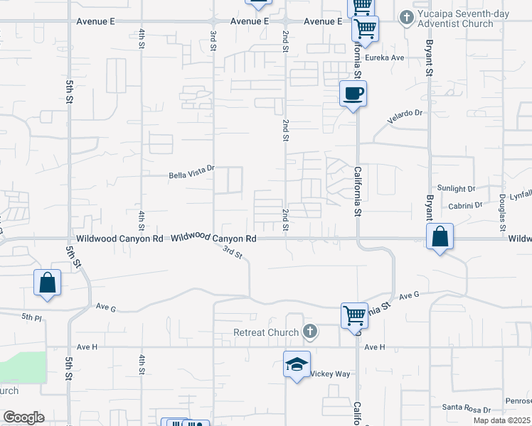 map of restaurants, bars, coffee shops, grocery stores, and more near 33575 #2 Yucaipa Boulevard in Yucaipa