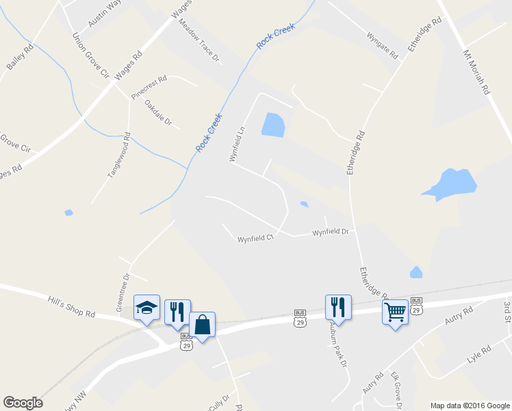 map of restaurants, bars, coffee shops, grocery stores, and more near 1559 Wynfield Drive in Auburn