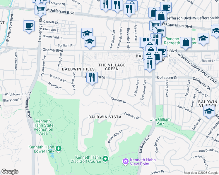 map of restaurants, bars, coffee shops, grocery stores, and more near 3838 Duray Pl in Los Angeles