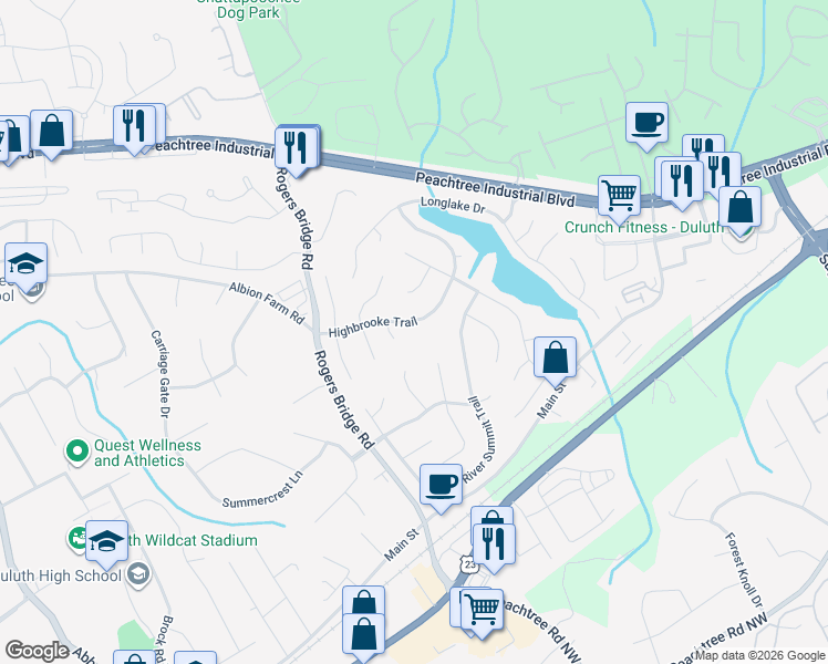 map of restaurants, bars, coffee shops, grocery stores, and more near 3853 Stonecroft Place Northwest in Duluth