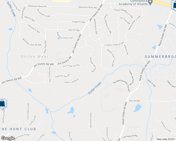 map of restaurants, bars, coffee shops, grocery stores, and more near 2592 Marleigh Farm Road Northwest in Kennesaw