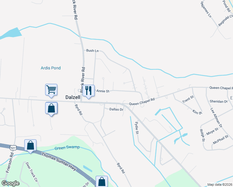 map of restaurants, bars, coffee shops, grocery stores, and more near 3317 Annie St in Dalzell
