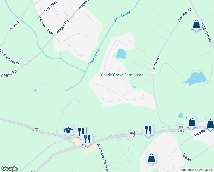 map of restaurants, bars, coffee shops, grocery stores, and more near 1565 Wynfield Drive in Auburn