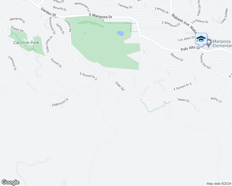 map of restaurants, bars, coffee shops, grocery stores, and more near East Sunset Drive South in Redlands