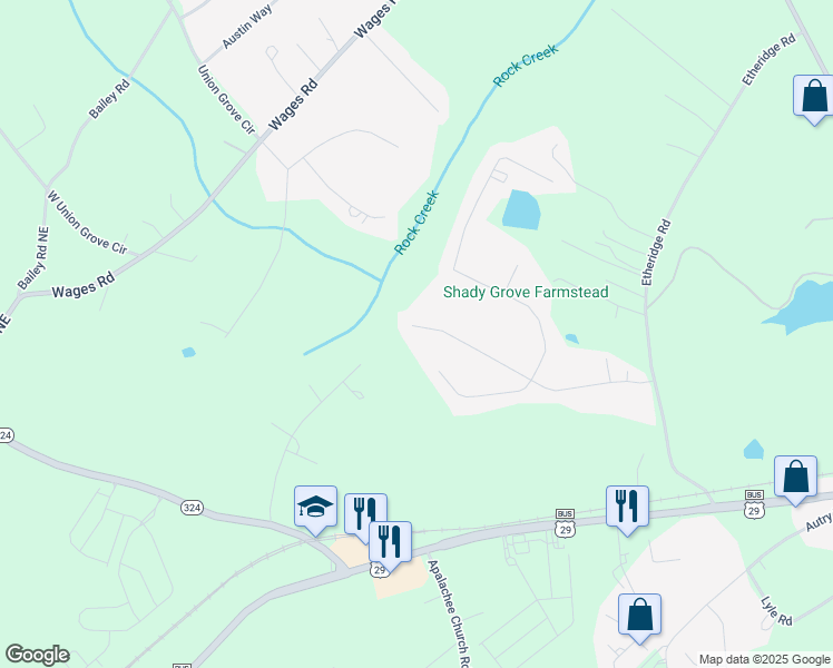 map of restaurants, bars, coffee shops, grocery stores, and more near 1578 Wynfield Drive in Auburn