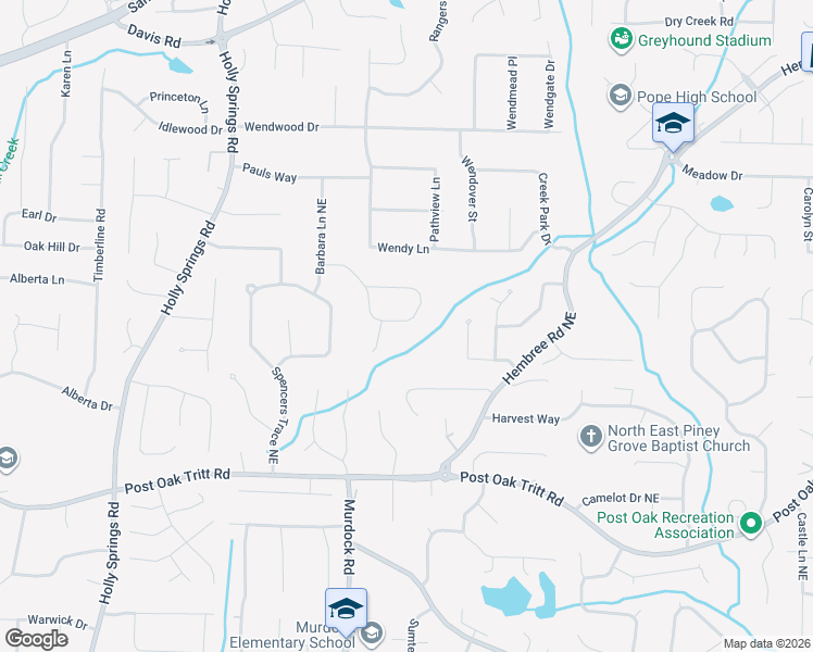 map of restaurants, bars, coffee shops, grocery stores, and more near 2804 Barbara Lane Northeast in Marietta
