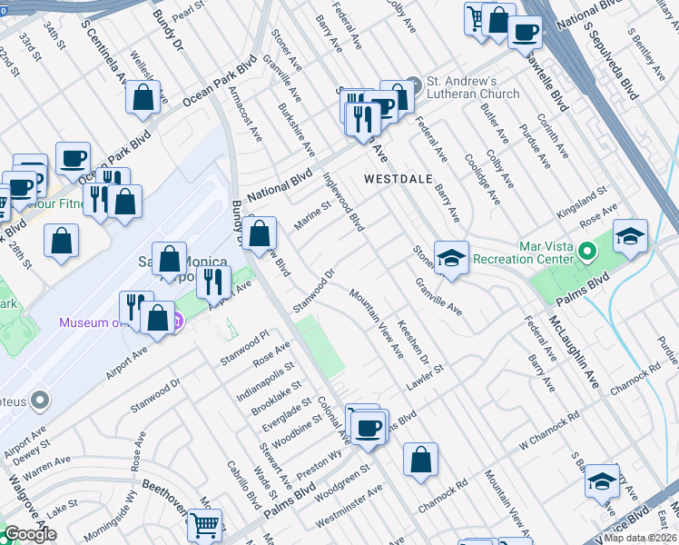 map of restaurants, bars, coffee shops, grocery stores, and more near 3226 Mountain View Avenue in Los Angeles