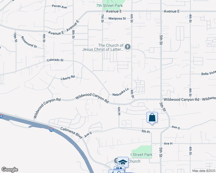 map of restaurants, bars, coffee shops, grocery stores, and more near 33920 Colorado Street in Yucaipa
