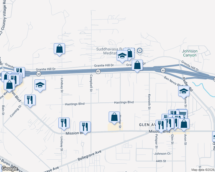 map of restaurants, bars, coffee shops, grocery stores, and more near 3898 Fox Tail Lane in Riverside