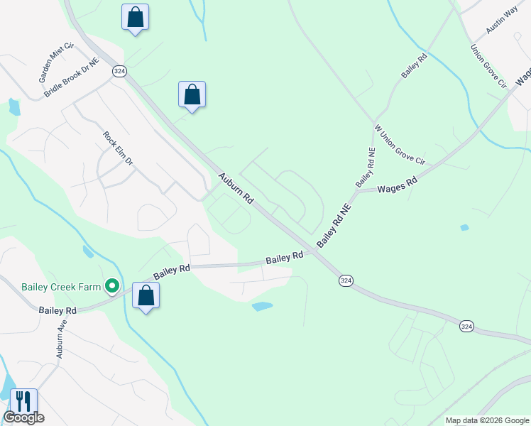 map of restaurants, bars, coffee shops, grocery stores, and more near 5574 Auburn Road in Auburn