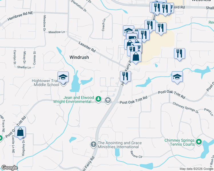 map of restaurants, bars, coffee shops, grocery stores, and more near 23 Jessica Place in Marietta