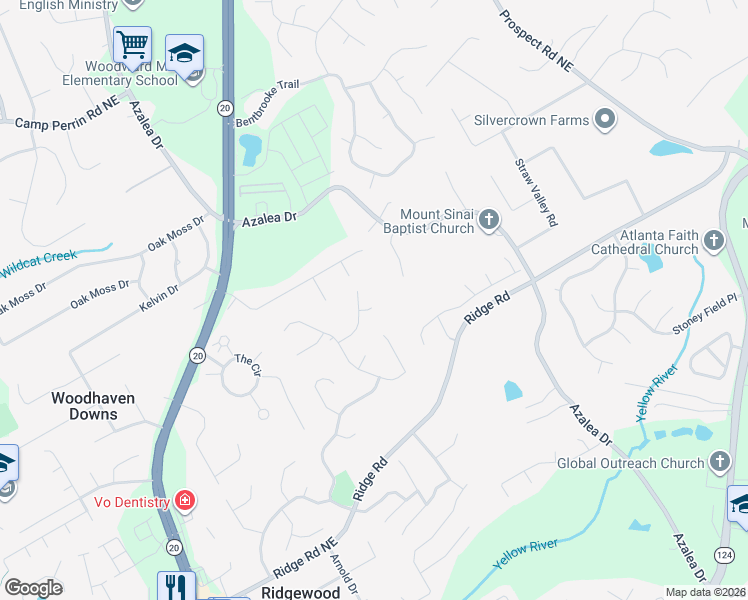 map of restaurants, bars, coffee shops, grocery stores, and more near 936 Richmond Hill Court in Lawrenceville