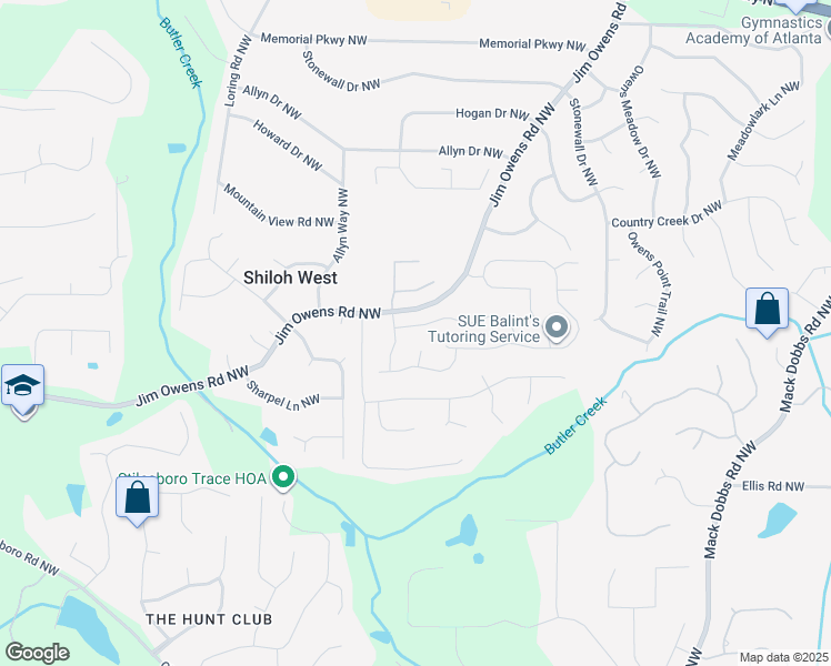 map of restaurants, bars, coffee shops, grocery stores, and more near 2506 Baysridge Drive Northwest in Kennesaw