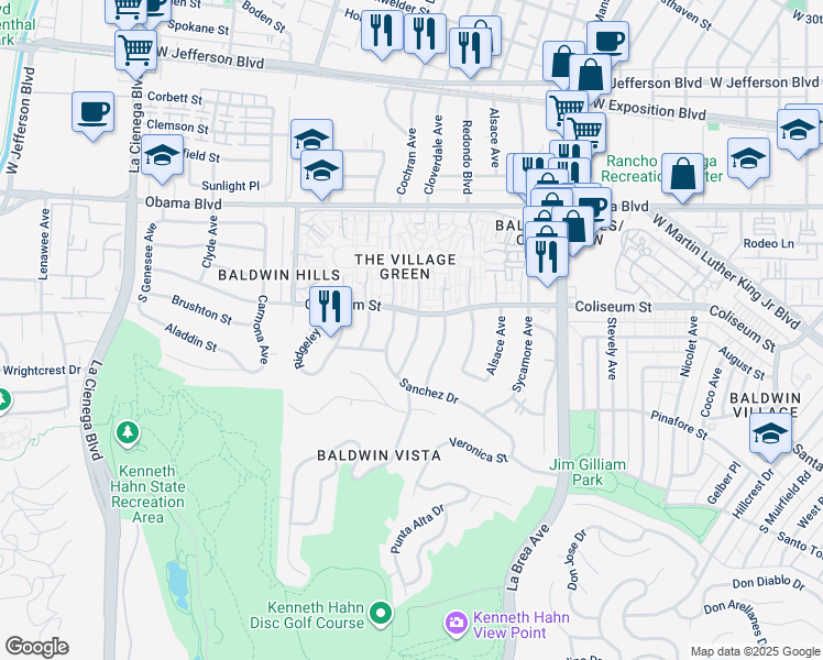 map of restaurants, bars, coffee shops, grocery stores, and more near 3815 Cochran Avenue in Los Angeles