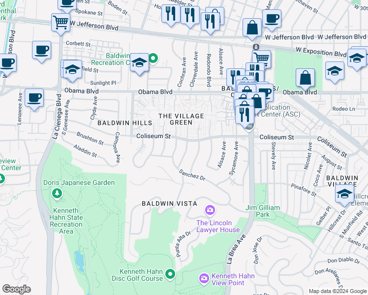 map of restaurants, bars, coffee shops, grocery stores, and more near 3815 Cochran Avenue in Los Angeles