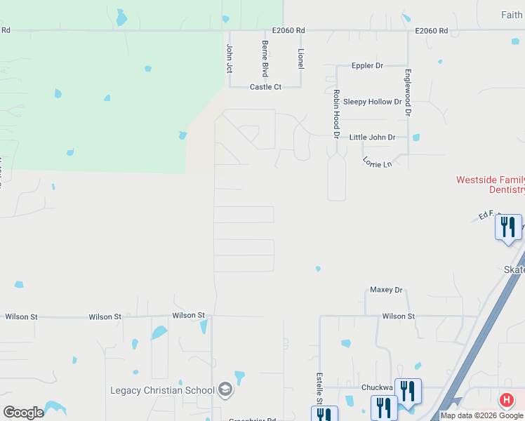 map of restaurants, bars, coffee shops, grocery stores, and more near 3408 Rock Bluff Drive in Durant