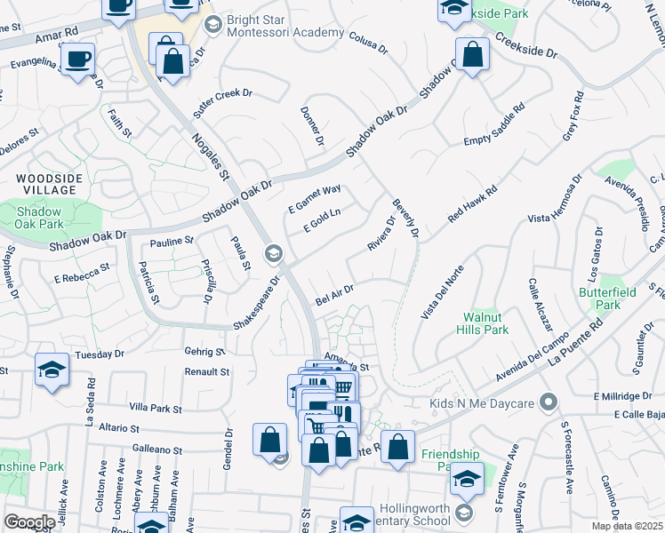 map of restaurants, bars, coffee shops, grocery stores, and more near 472 Arcadia Way in Walnut