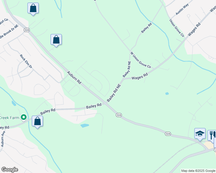 map of restaurants, bars, coffee shops, grocery stores, and more near 365 Rodeo drive in Gwinnett County
