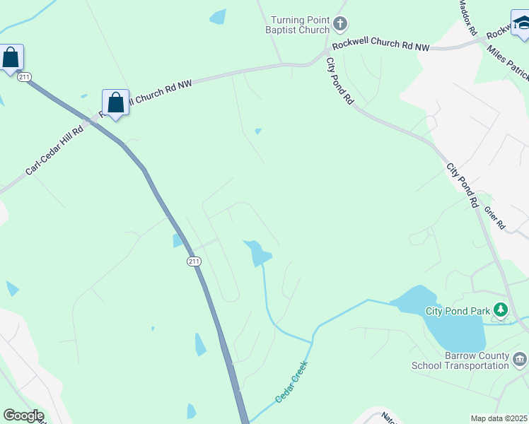 map of restaurants, bars, coffee shops, grocery stores, and more near 220 Hyde Park in Winder