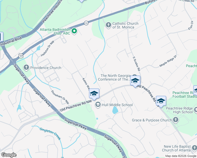 map of restaurants, bars, coffee shops, grocery stores, and more near 3295 Kates Way in Duluth