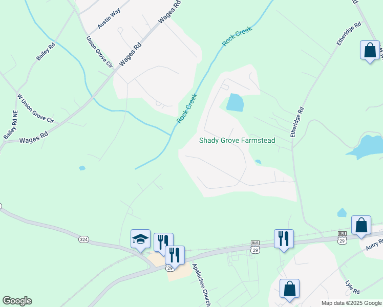 map of restaurants, bars, coffee shops, grocery stores, and more near 1575 Wynfield Drive in Auburn