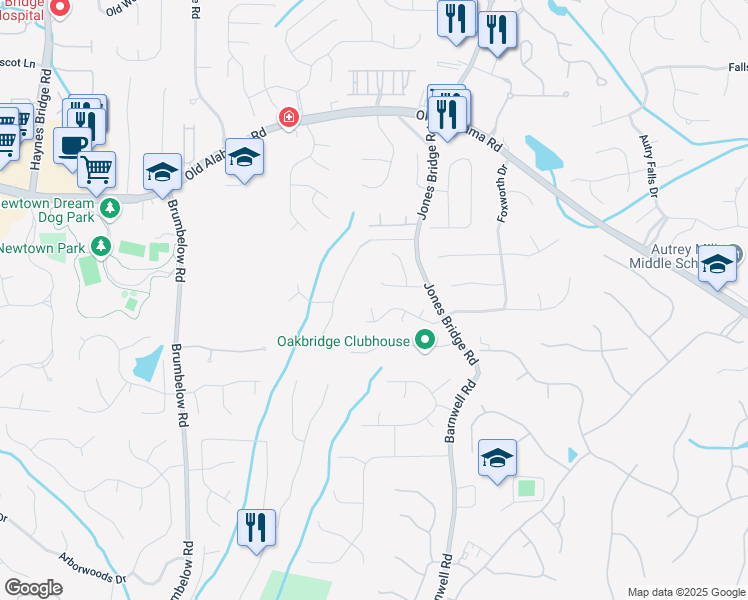 map of restaurants, bars, coffee shops, grocery stores, and more near 325 Alapaha Court in Alpharetta