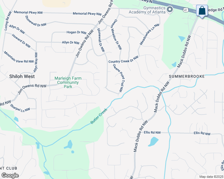 map of restaurants, bars, coffee shops, grocery stores, and more near 3341 Owens Brook Way Northwest in Kennesaw