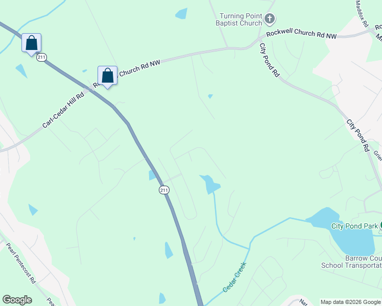 map of restaurants, bars, coffee shops, grocery stores, and more near 627 Georgia Highway 211 in Winder