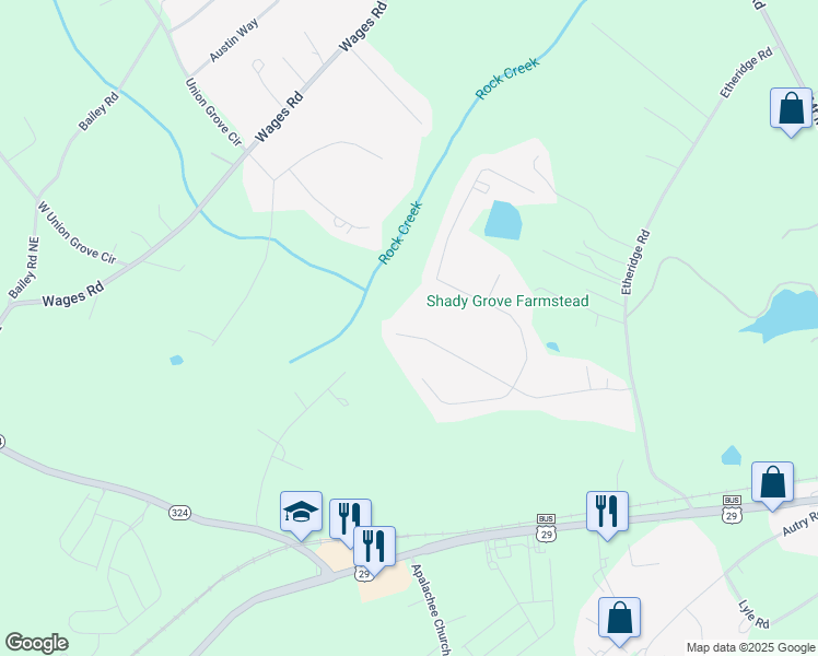 map of restaurants, bars, coffee shops, grocery stores, and more near 1578 Wynfield Drive in Auburn