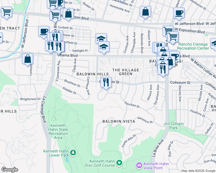 map of restaurants, bars, coffee shops, grocery stores, and more near 3817 Burnside Avenue in Los Angeles