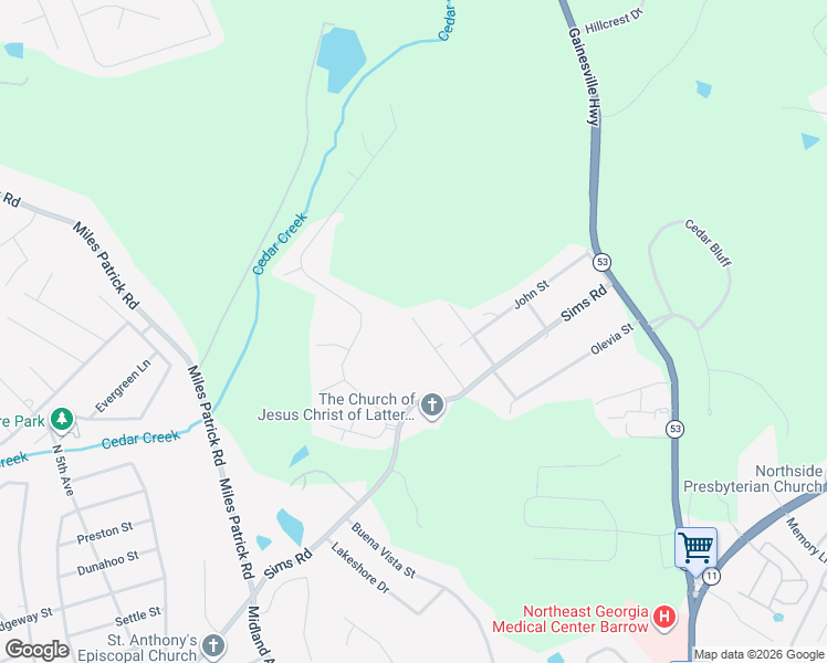 map of restaurants, bars, coffee shops, grocery stores, and more near 240 Hidden Court in Winder