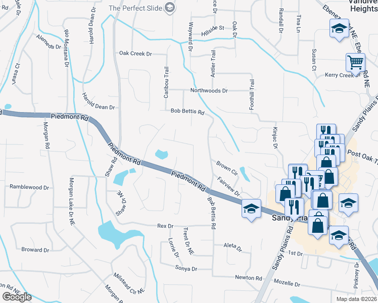 map of restaurants, bars, coffee shops, grocery stores, and more near 1561 Sprayberry Drive in Marietta