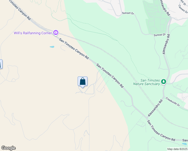 map of restaurants, bars, coffee shops, grocery stores, and more near San Timoteo Canyon Road in Redlands