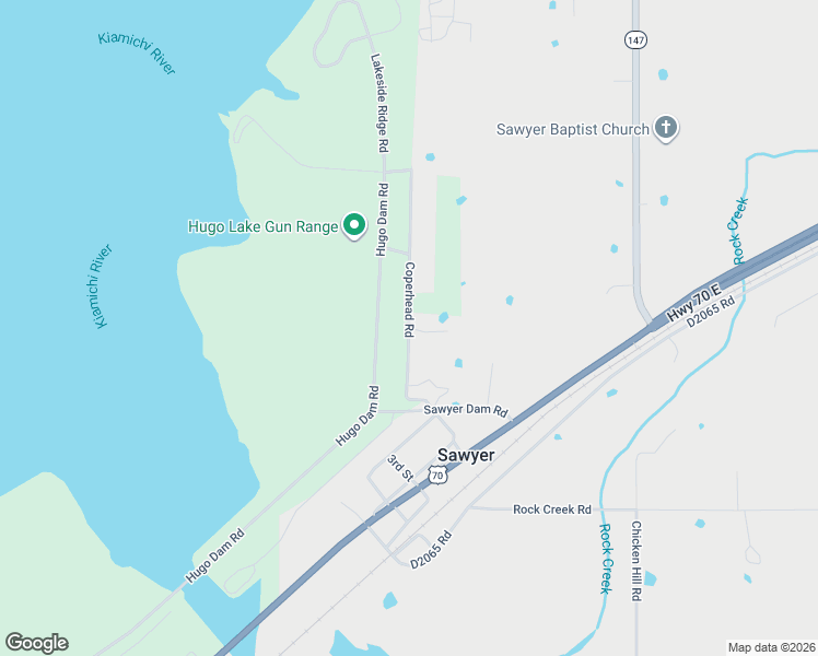 map of restaurants, bars, coffee shops, grocery stores, and more near Coperhead Road in Hugo