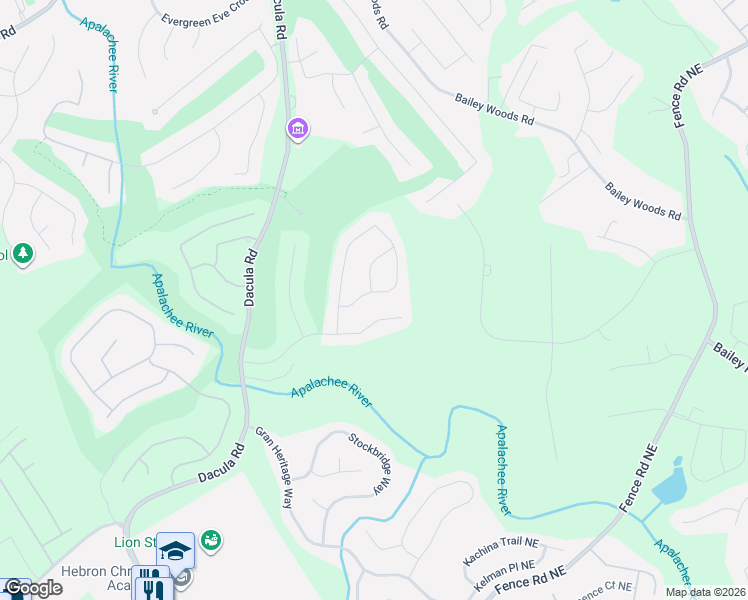 map of restaurants, bars, coffee shops, grocery stores, and more near 718 Fairview Club Lane in Dacula