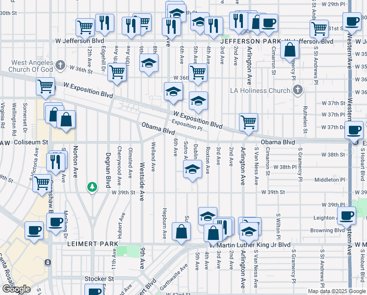 map of restaurants, bars, coffee shops, grocery stores, and more near 3775 Sutro Avenue in Los Angeles