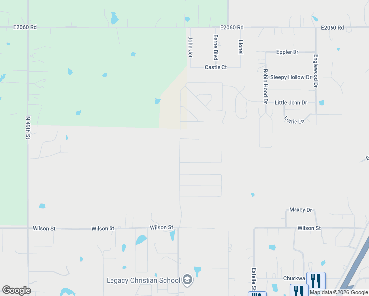 map of restaurants, bars, coffee shops, grocery stores, and more near 3616 Lazy Lane in Durant