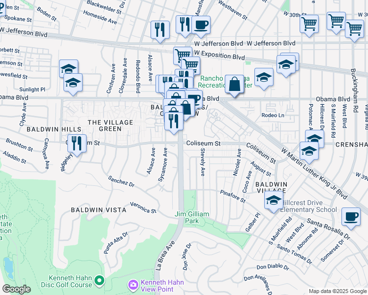 map of restaurants, bars, coffee shops, grocery stores, and more near in Los Angeles