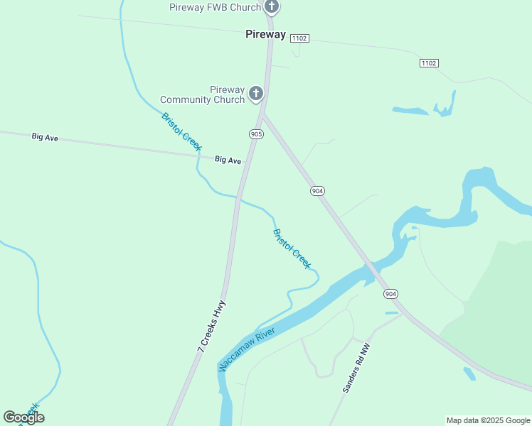 map of restaurants, bars, coffee shops, grocery stores, and more near 16755 7 Creeks Highway in Tabor City