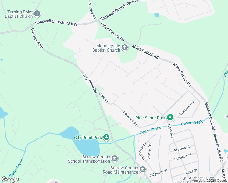 map of restaurants, bars, coffee shops, grocery stores, and more near 905 Dogwood Lane in Winder