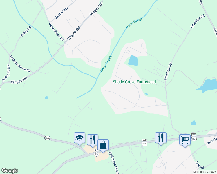 map of restaurants, bars, coffee shops, grocery stores, and more near 1575 Wynfield Drive in Auburn
