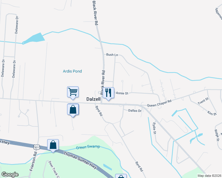 map of restaurants, bars, coffee shops, grocery stores, and more near 3338 Annie Street in Dalzell