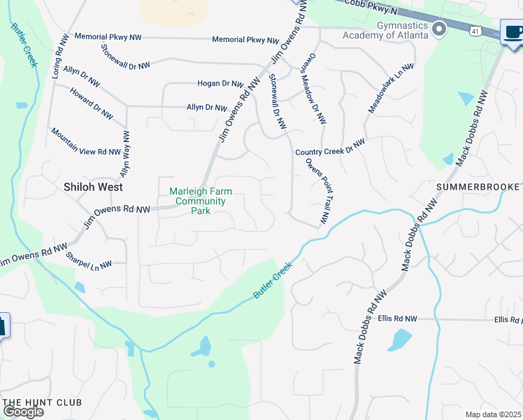 map of restaurants, bars, coffee shops, grocery stores, and more near 2606 Marleigh Farm Road Northwest in Kennesaw