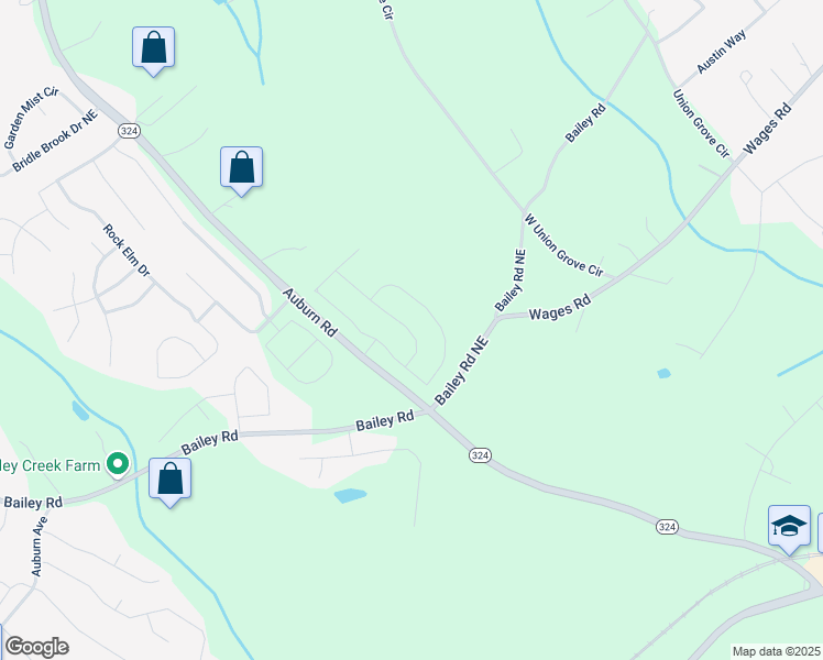 map of restaurants, bars, coffee shops, grocery stores, and more near 57 Longhorn Way in Gwinnett County
