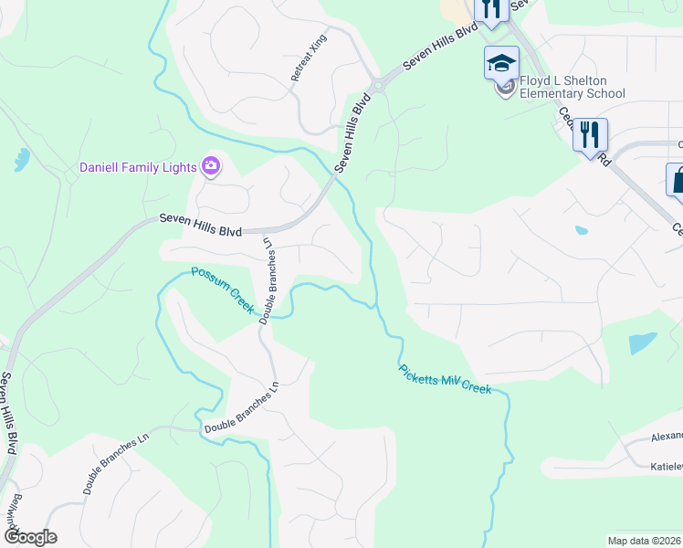 map of restaurants, bars, coffee shops, grocery stores, and more near 188 Calming Water Trail in Dallas